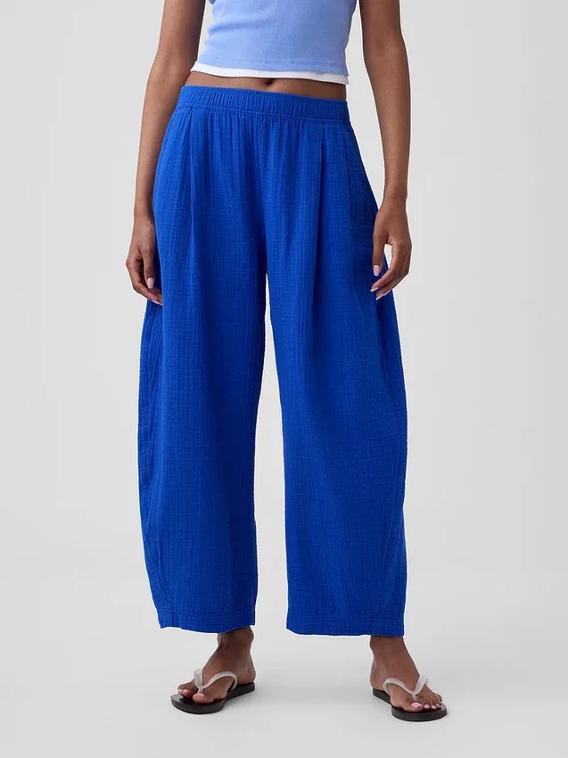 Pantalon ample en gaze de coton