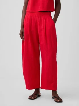 Pantalon ample en gaze de coton