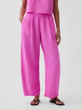Pantalon ample en gaze de coton
