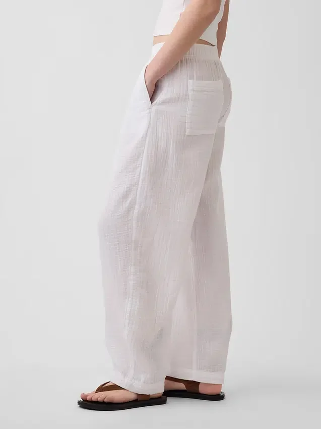 Pantalon ample en gaze de coton