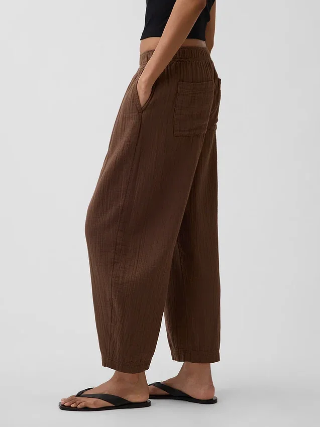 Pantalon ample en gaze de coton