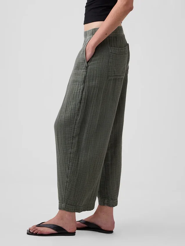 Pantalon ample en gaze de coton