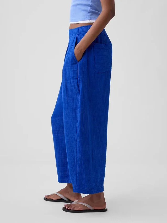 Pantalon ample en gaze de coton