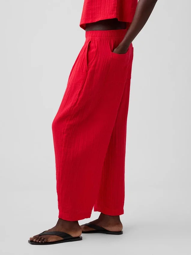 Pantalon ample en gaze de coton