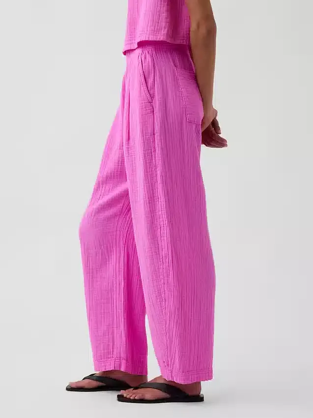 Pantalon ample en gaze de coton