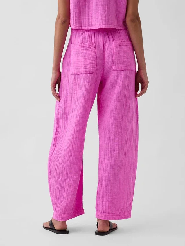 Pantalon ample en gaze de coton