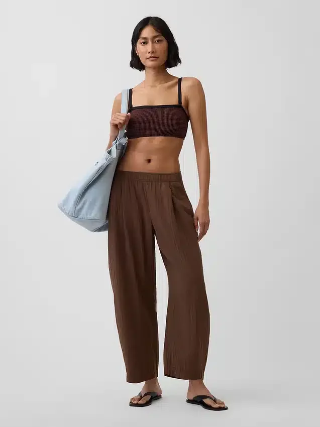 Pantalon ample en gaze de coton