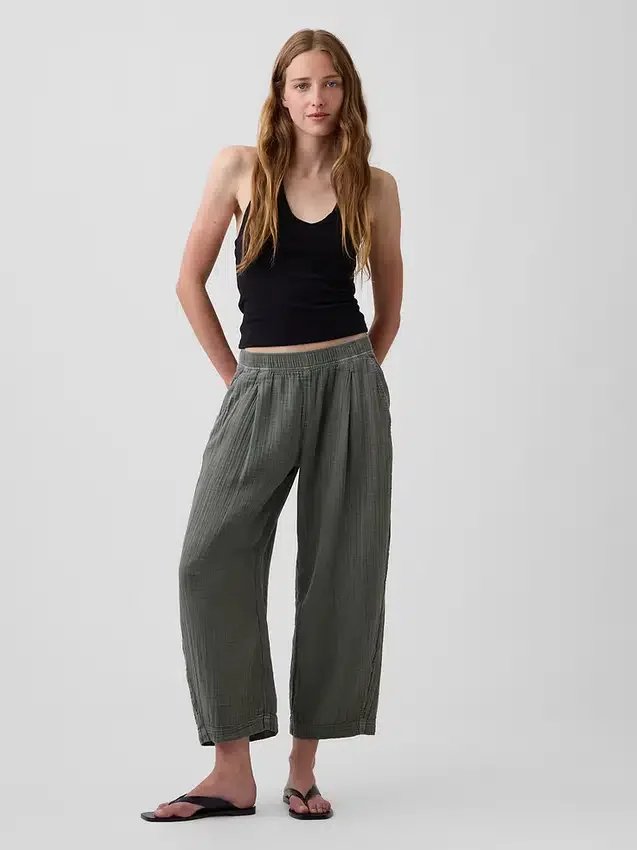 Pantalon ample en gaze de coton