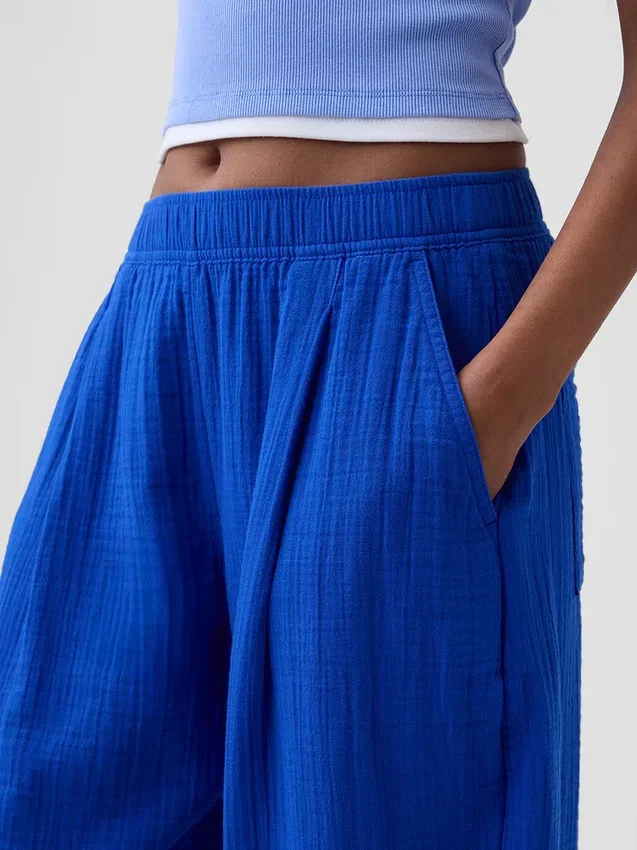 Pantalon ample en gaze de coton