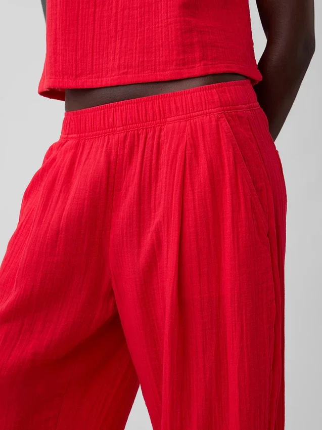Pantalon ample en gaze de coton