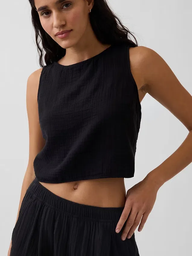 Pantalon ample en gaze de coton