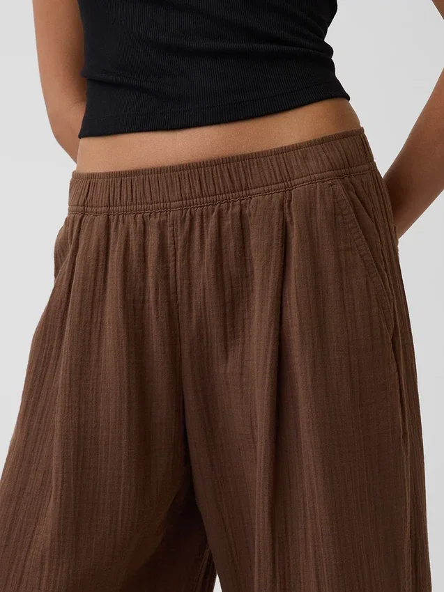 Pantalon ample en gaze de coton