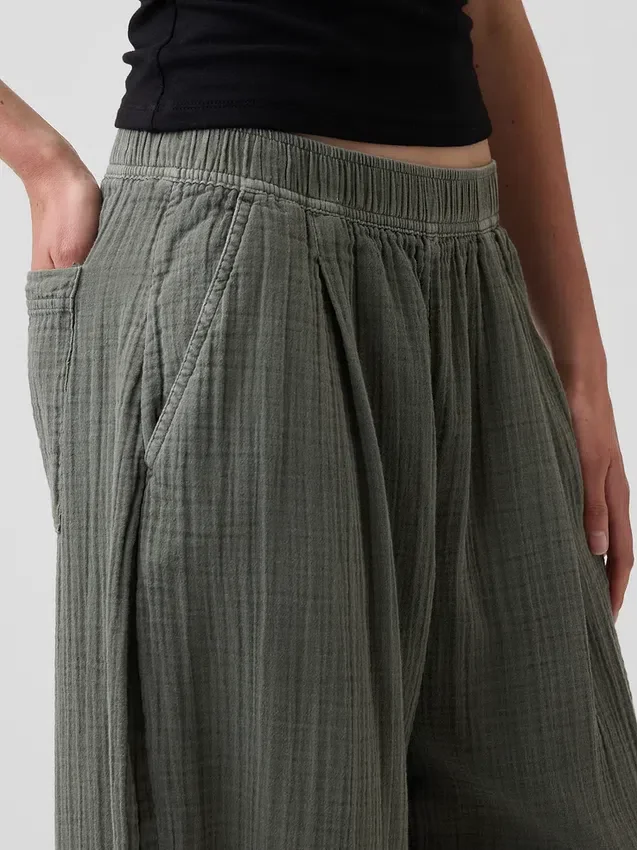 Pantalon ample en gaze de coton