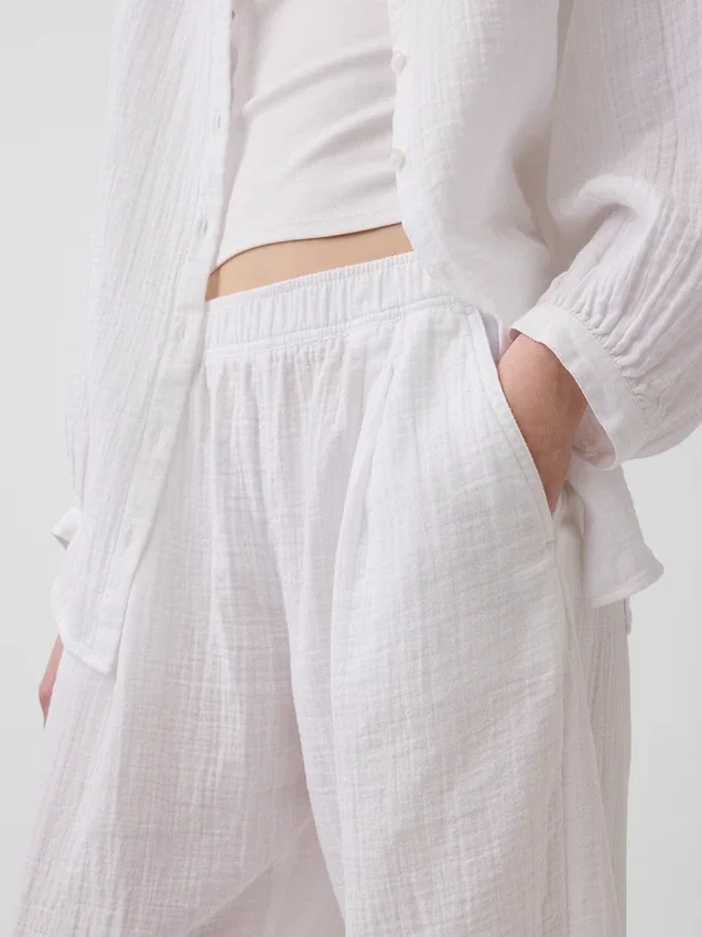 Pantalon ample en gaze de coton
