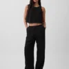 Pantalon ample en gaze de coton à ourlets fendus