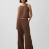 Pantalon ample en gaze de coton à ourlets fendus