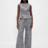 Pantalon ample en gaze de coton à ourlets fendus