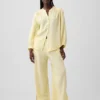 Pantalon ample en gaze de coton à ourlets fendus