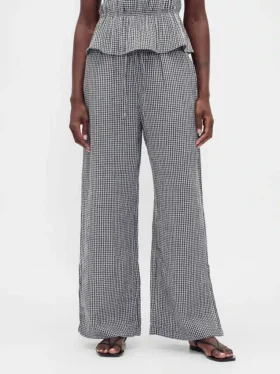 Pantalon ample en gaze de coton à ourlets fendus