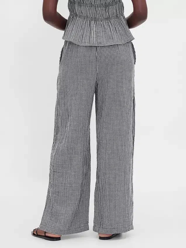 Pantalon ample en gaze de coton à ourlets fendus