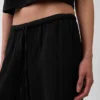 Pantalon ample en gaze de coton à ourlets fendus