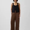Pantalon ample en gaze de coton à ourlets fendus
