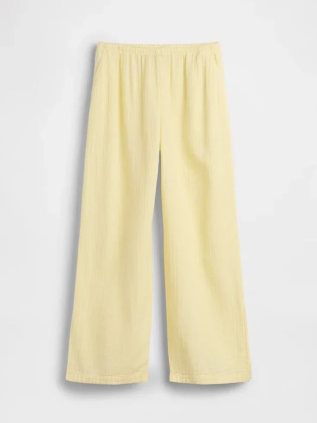Pantalon ample en gaze de coton à ourlets fendus