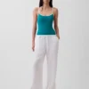 Pantalon ample en gaze de coton à ourlets fendus