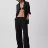 Pantalon ample en gaze de coton à ourlets fendus