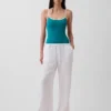 Pantalon ample en gaze de coton à ourlets fendus