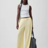 Pantalon ample en gaze de coton à ourlets fendus