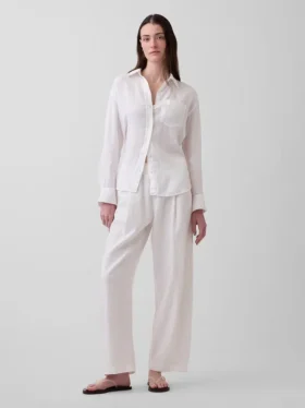 Pantalon ample en mélange de lin