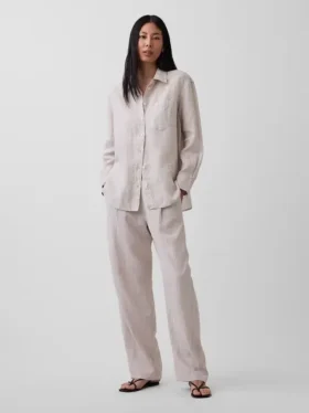 Pantalon ample en mélange de lin