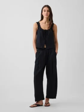 Pantalon ample en mélange de lin