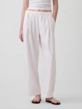 Pantalon ample en mélange de lin
