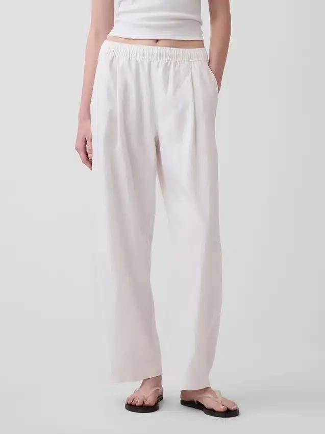 Pantalon ample en mélange de lin