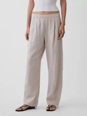 Pantalon ample en mélange de lin