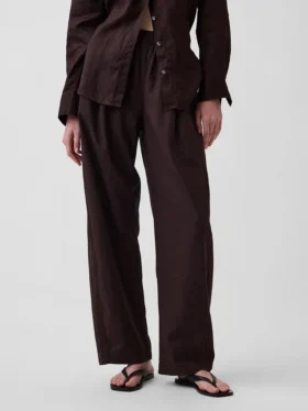 Pantalon ample en mélange de lin