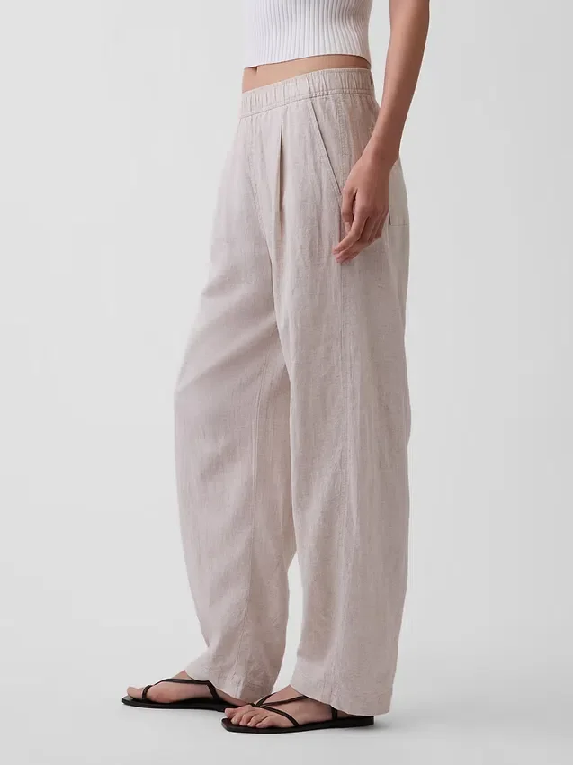 Pantalon ample en mélange de lin