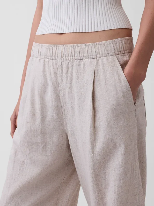 Pantalon ample en mélange de lin