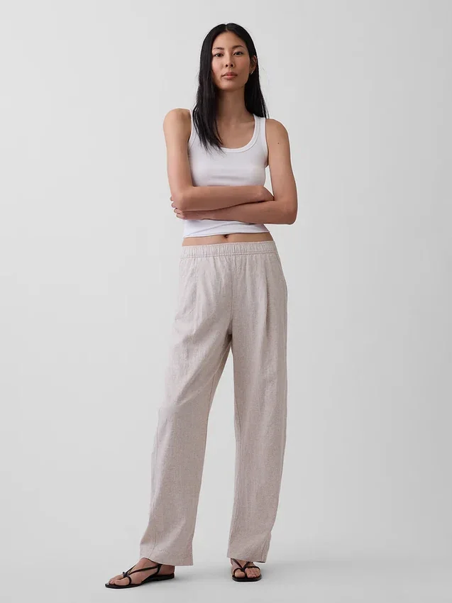 Pantalon ample en mélange de lin