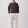 Pantalon ample et fuselé en lin et coton
