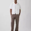 Pantalon ample et fuselé en lin et coton