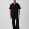 Pantalon ample et fuselé en lin et coton
