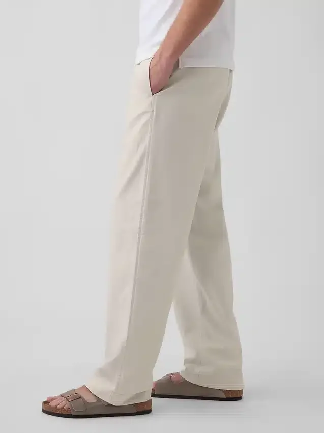 Pantalon ample et fuselé en lin et coton