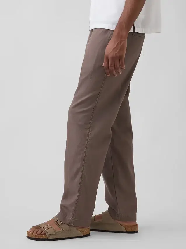 Pantalon ample et fuselé en lin et coton