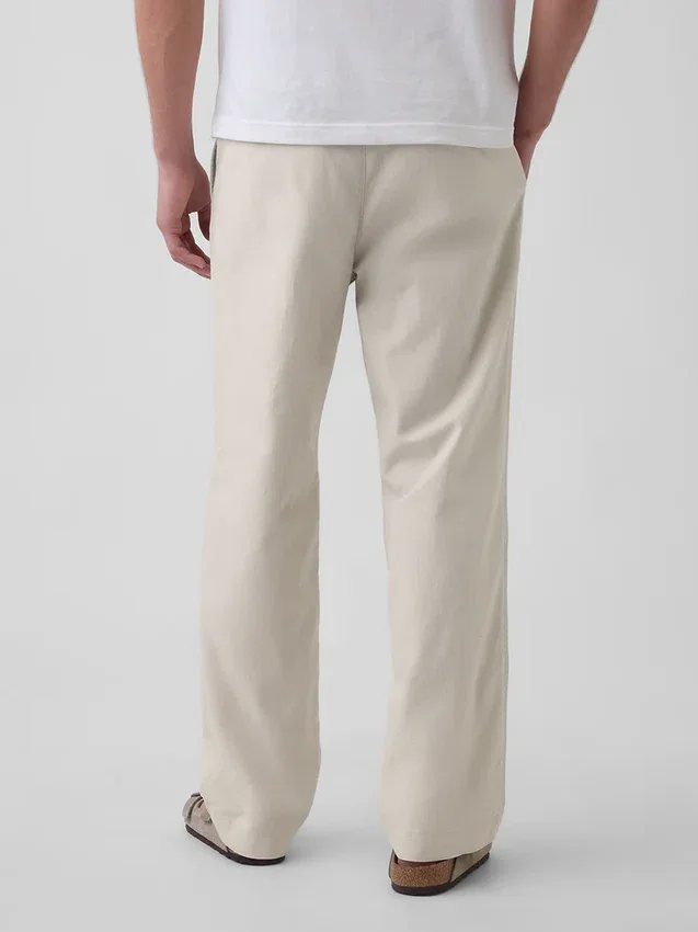 Pantalon ample et fuselé en lin et coton