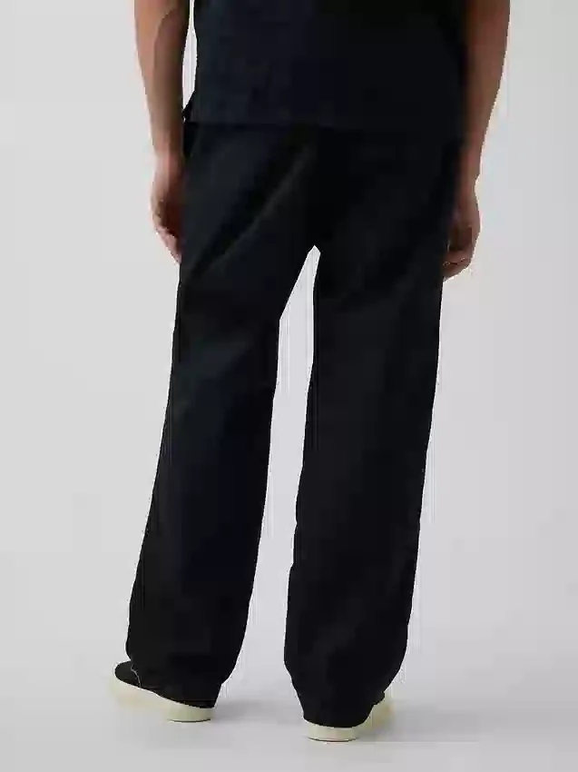 Pantalon ample et fuselé en lin et coton