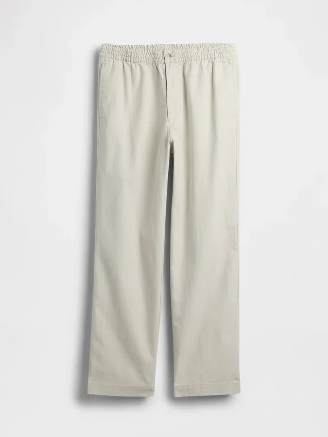 Pantalon ample et fuselé en lin et coton