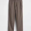 Pantalon ample et fuselé en lin et coton